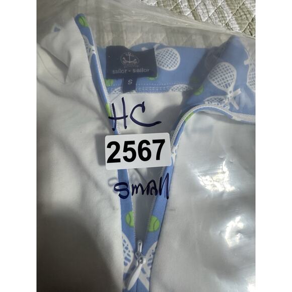 Sailor-Sailor Britt Sleeveless Tennis Top White Tennis Life Blue SZ S UPF 50+ NW - Picture 12 of 12